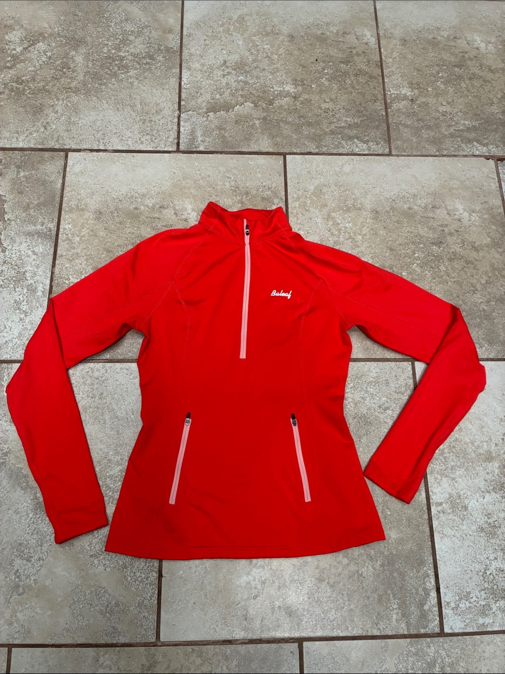 Baleaf Bright Red Half-Zip Cowl Neck Pullover